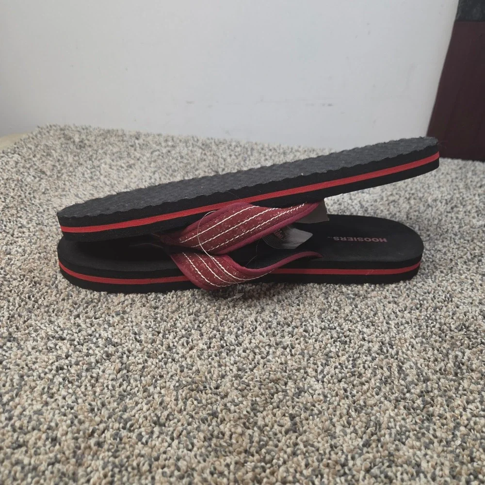 Indiana University Hoosiers Flip Flops Mens XL Collegiate Footwear Black Red NEW